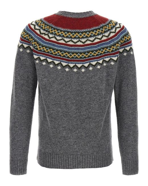 DSquared² Gray Intricate Intarsia Wool Sweater for men