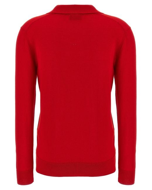 Cashmere And Silk Shirt Polo Rosso-Donna di Brioni in Red