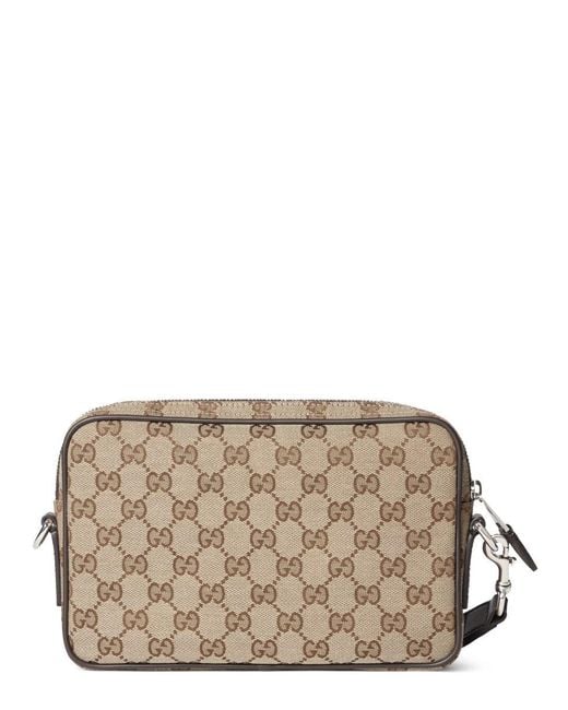 Fabric Shoulder Bag "Gg" Small-Uomo di Gucci in Gray da Uomo
