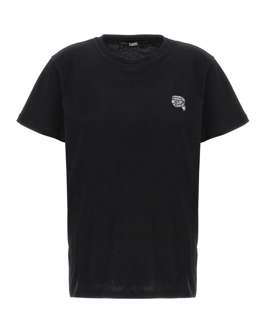 Ikonik 2,0 Glitter T Shirt Nero di Karl Lagerfeld in Black