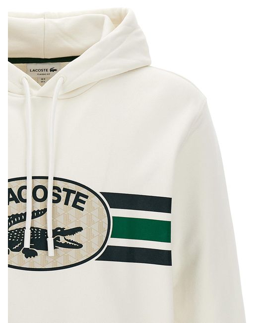 Lacoste White Logo Hoodie Sweatshirt for men