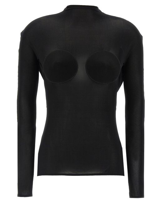 Jean Paul Gaultier Black Semi-Transparent Jersey Cone Sweater