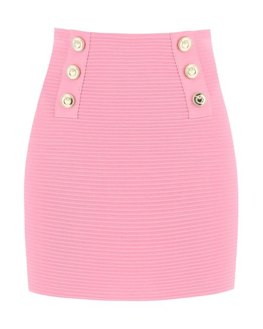 Pinko Pink Cipresso Mini Skirt With Love Birds Buttons