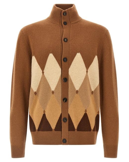 Ballantyne Cardigan Argyle Sweaters And Cardigans Brown for men