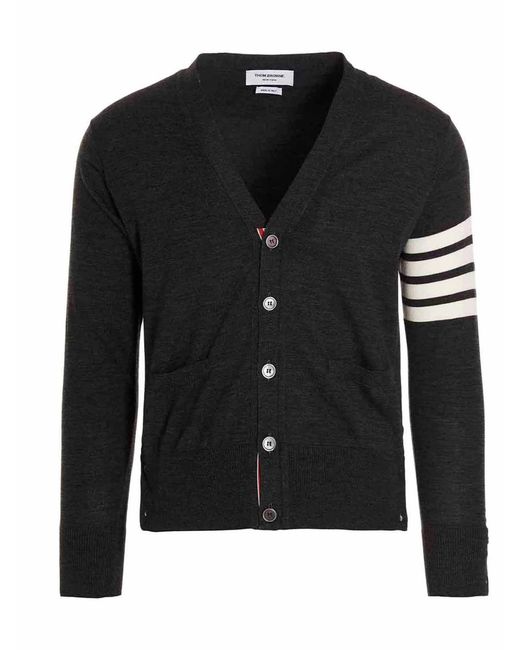 Thom Browne Black Merino Wool Cardigan for men