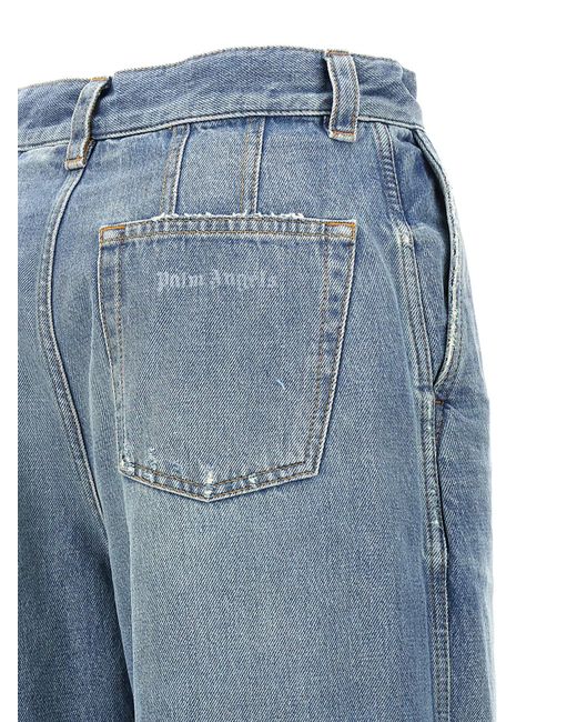 Washed Logo Jeans Celeste di Palm Angels in Blue