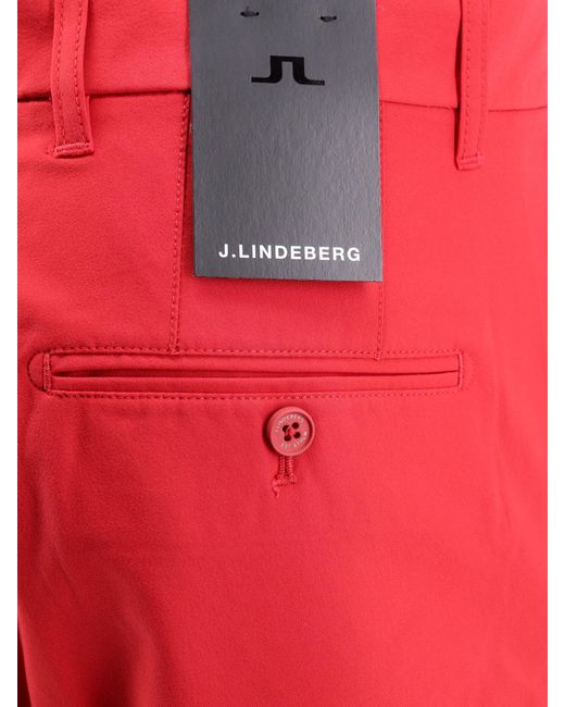 J.Lindeberg Red Technical Fabric Bermuda Shorts With Logo Patch for men