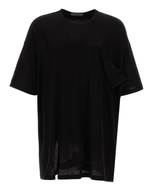 Unfinished Pocket T Shirt Nero di Yohji Yamamoto in Black da Uomo