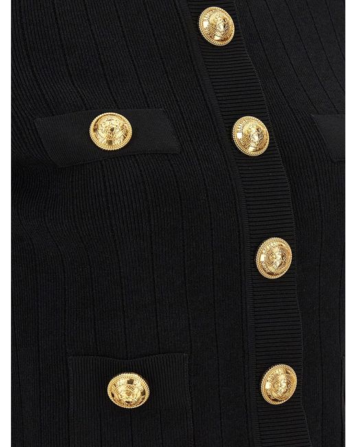 Balmain Black Short-sleeved Cardigan With Buttons