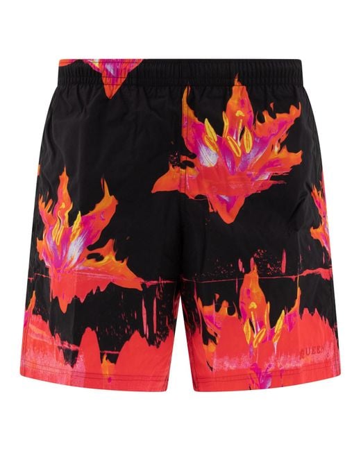 Alexander McQueen Red Swimsuit With Print for men