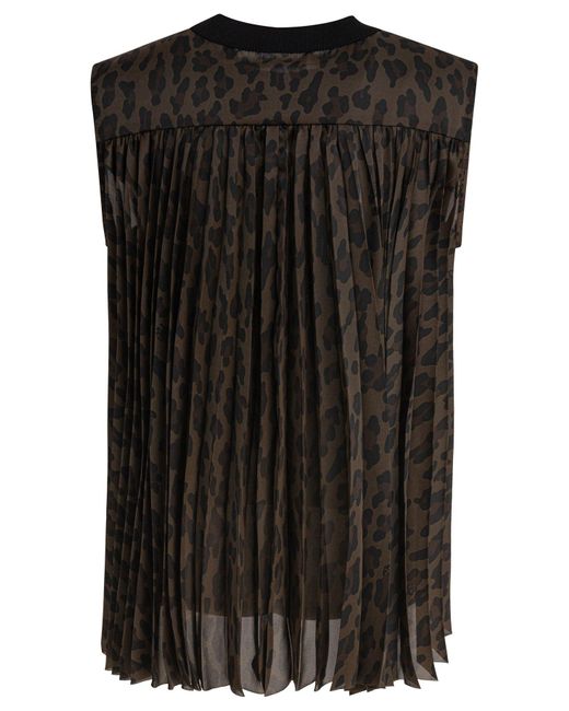 Leopard Print Top Top Nero-Donna di Sacai in Black