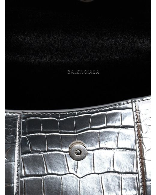 Balenciaga Hourglass Xs Hand Bags Silver in Gray Lyst