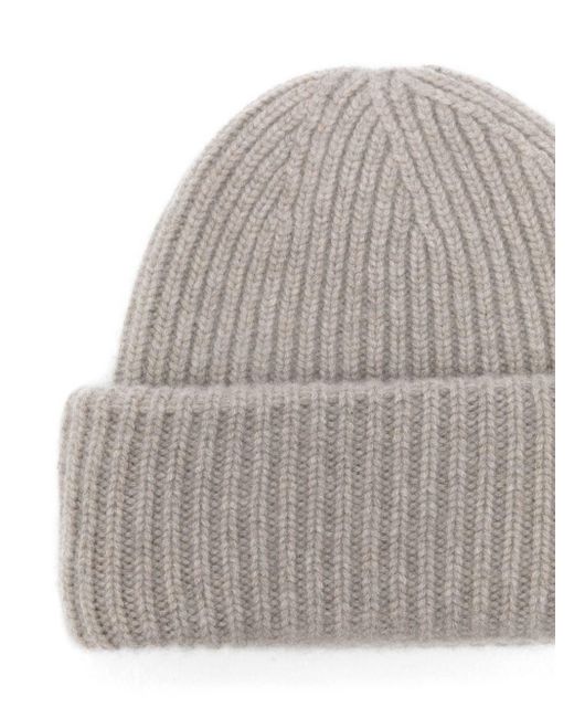 Soft Goat Gray Cashmere Ribbed Beanie