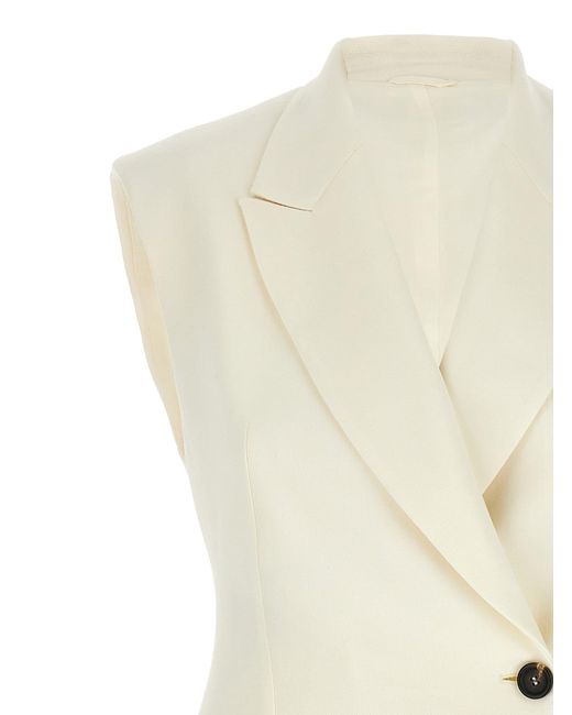 Double-Breasted Vest Gilet Bianco di Brunello Cucinelli in Natural