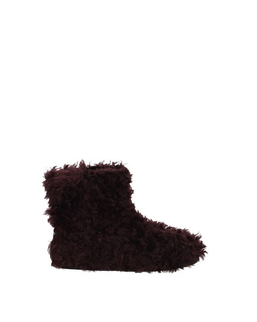 Miu Miu Black Ankle Boots Eco Fur Red