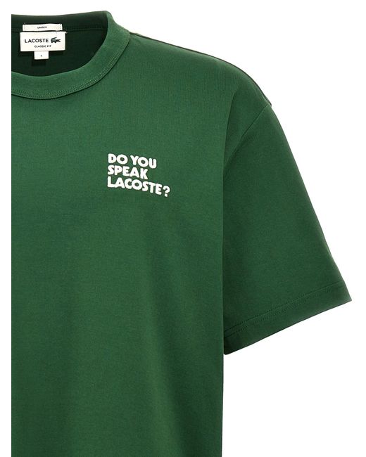 Do You Speak ? T Shirt Verde di Lacoste in Green