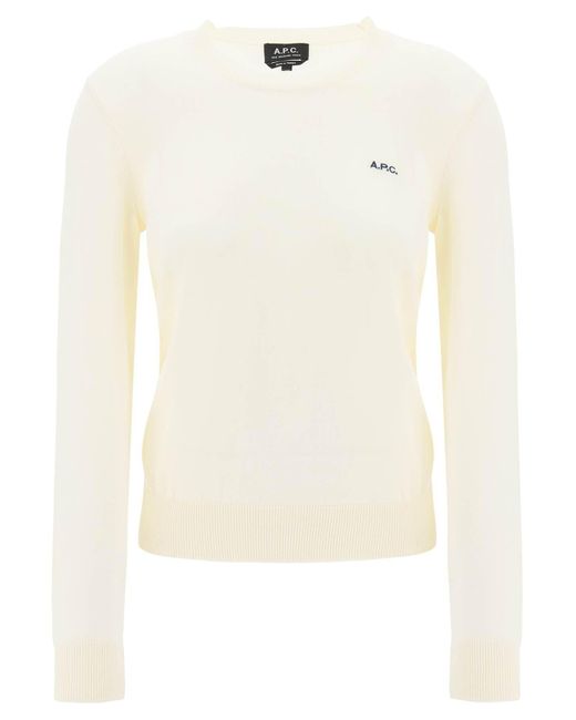 A.P.C. White Cotton Victoria Pullover Sweater