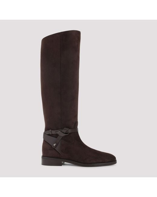 Jimmy Choo Brown Suede Lawton Kb Flat Boots