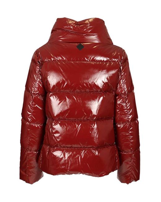 Herno Red Shiny Cape Down Jacket Coats Bordeaux