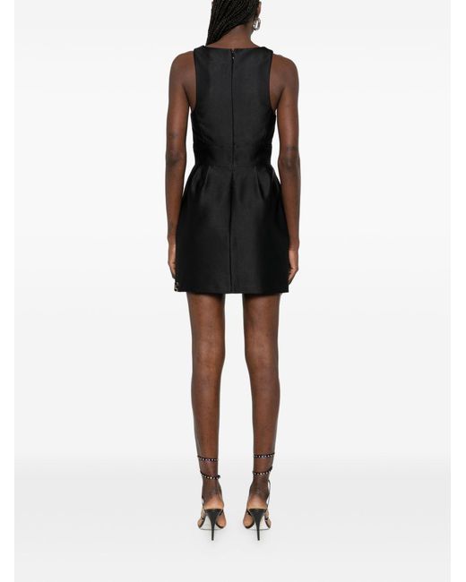black satin dress mini dress Black Velvet Contrast Satin Sleeveless Mini Dress main image 1