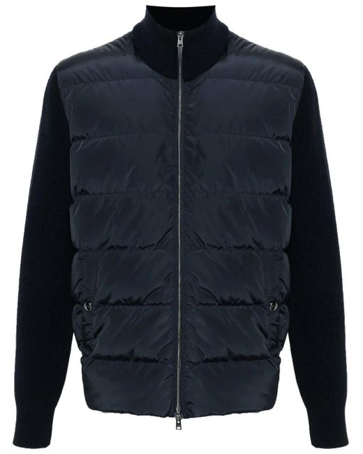 Herno Blue Nylon And Wool Padded Cardigan for men