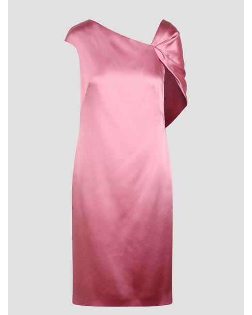 Givenchy Pink Asymmetric Draped Midi Dress