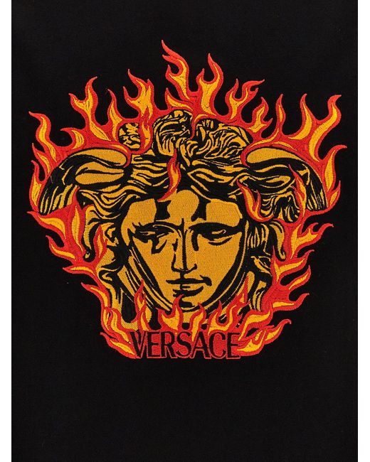 T-shirt Medusa Flame di Versace in Black da Uomo