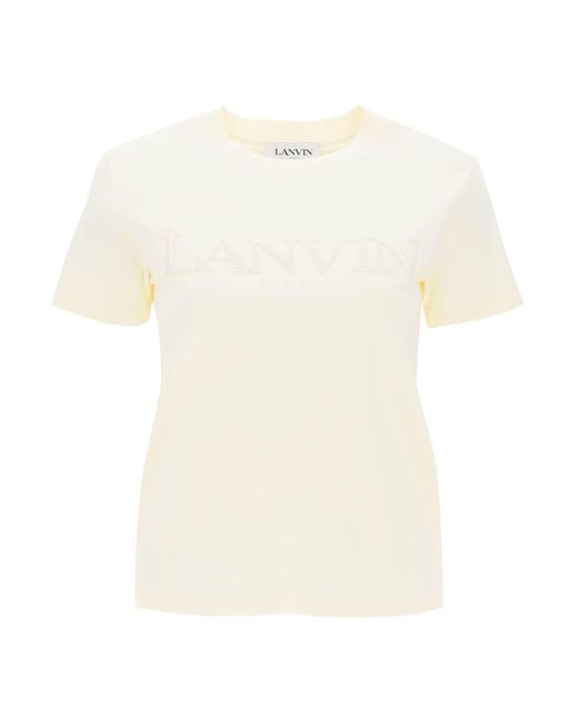 Lanvin White Logo Embroidered T Shirt