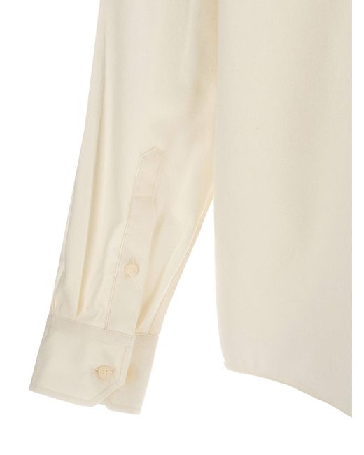 LC23 White Multipocket Flannel Shirt for men