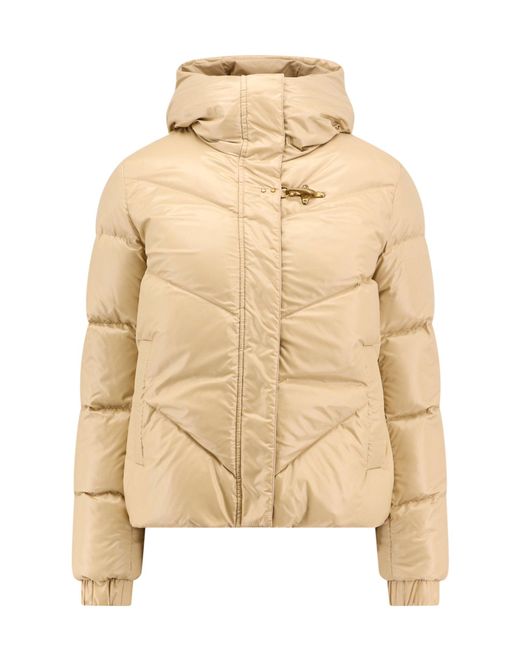Fay Natural Padded And Quilted Jacket With Metal Hook