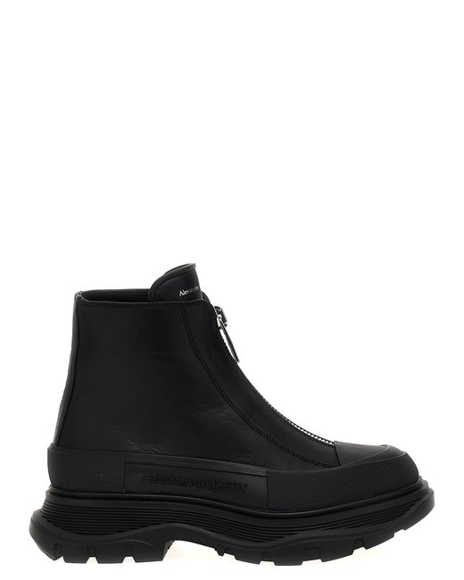 Alexander McQueen Black Zip Tread Slick Boots, Ankle Boots