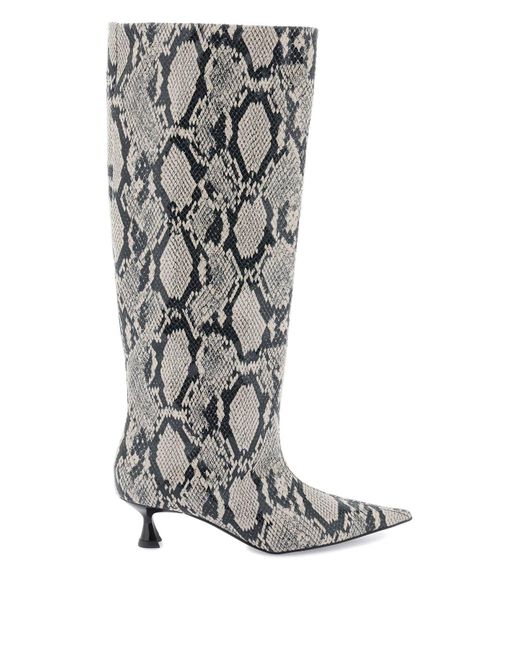 Ganni Multicolor Snake-printed Soft Slouchy High Boots