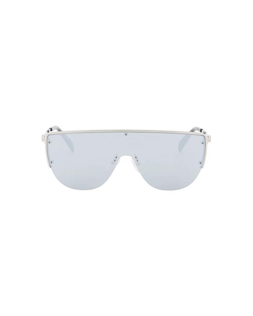 Alexander McQueen Metallic Sunglasses With Mirrored Lenses And Mask-Style Frame
