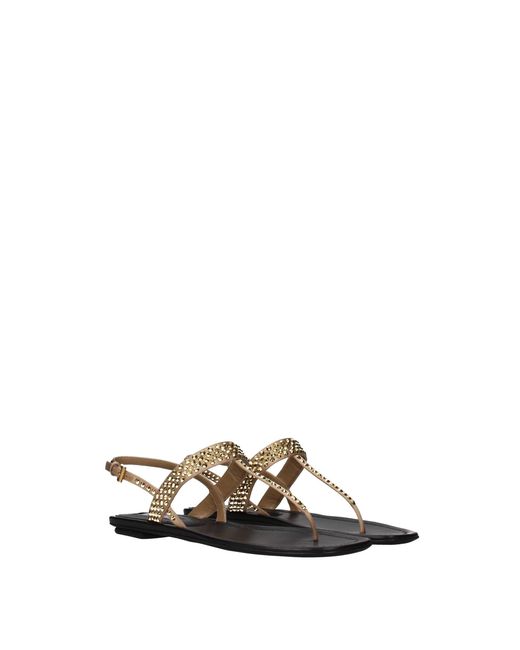 Prada Flip Flops Satin Gold in White Lyst