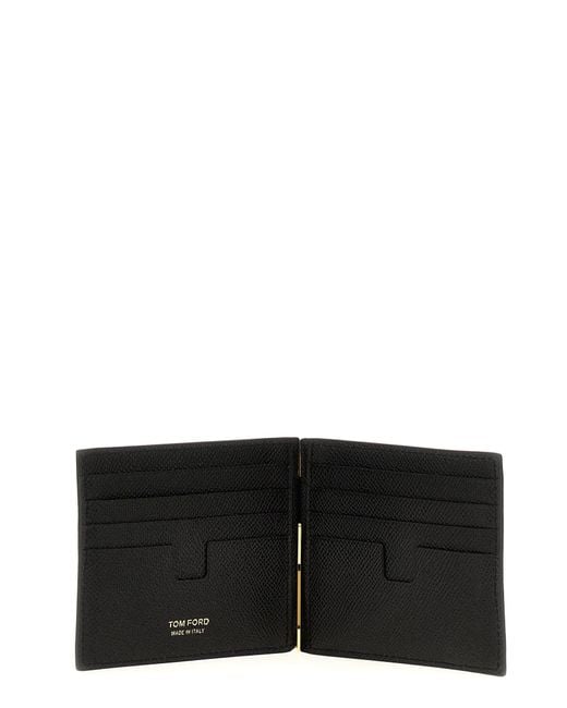 Tom Ford Logo Leather Cardholder Wallets, Card Holders in Black for Men
