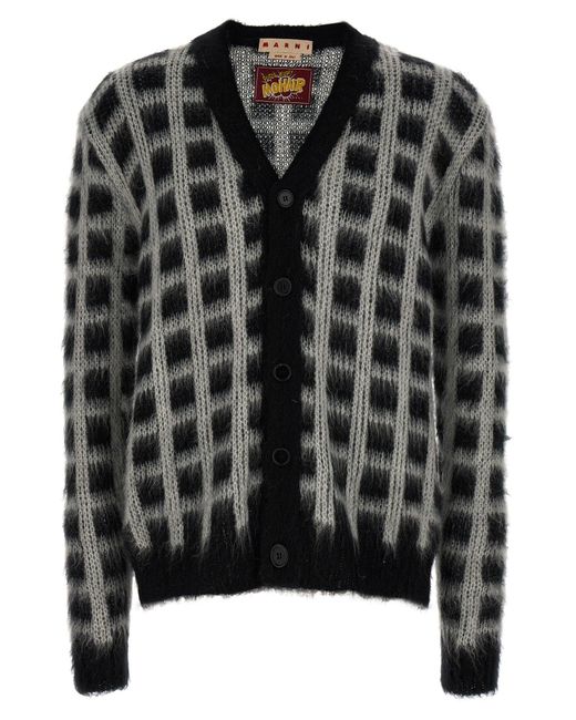 Marni Black Brushed Check Fuzzy Wuzzy Sweater for men