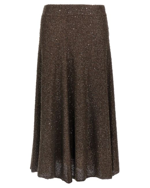 Brunello Cucinelli Brown Texture Dazzling Skirt