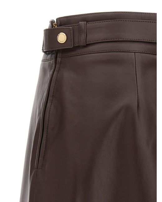 Chloé Brown Leather Mini Skirt Skirts