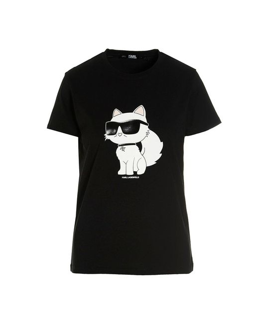 Karl Lagerfeld Black T-shirt 'ikonik 2.0 Choupette'