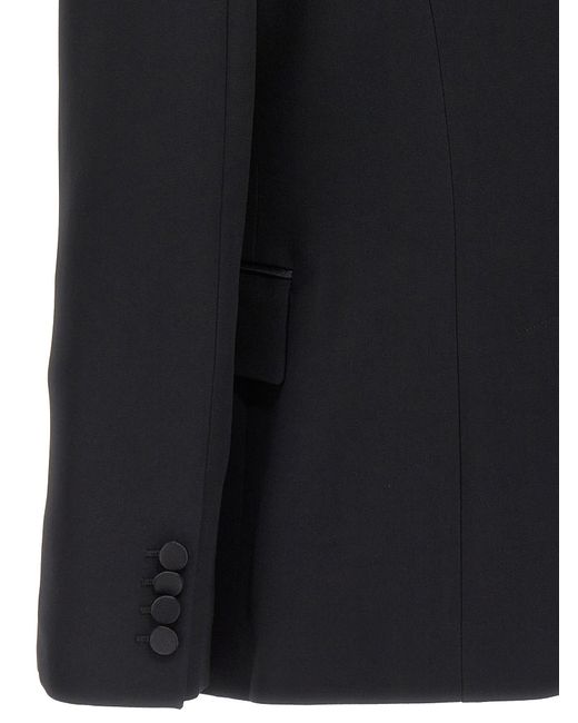 Alexander McQueen Black Double-Breasted Blazer With Satin Details