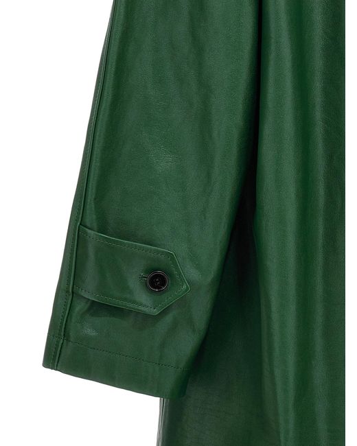 Long Leather Car Coat Trench E Impermeabili Verde di Burberry in Green