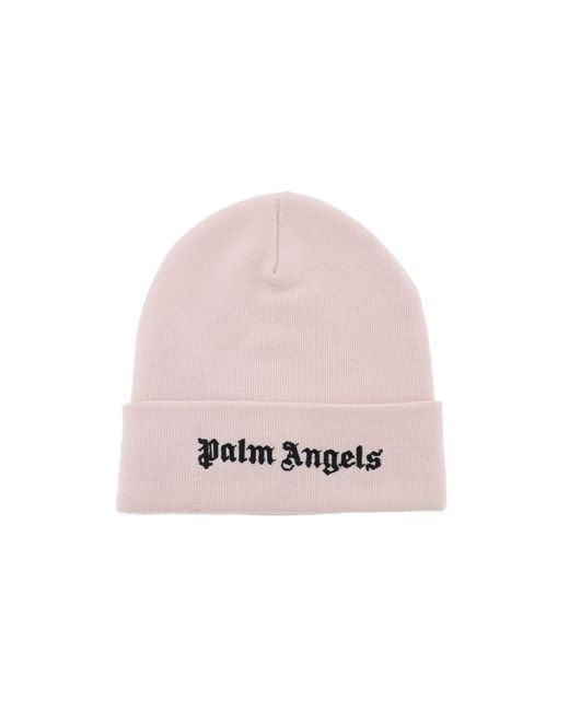 Palm Angels Pink Beanie With Logo for men