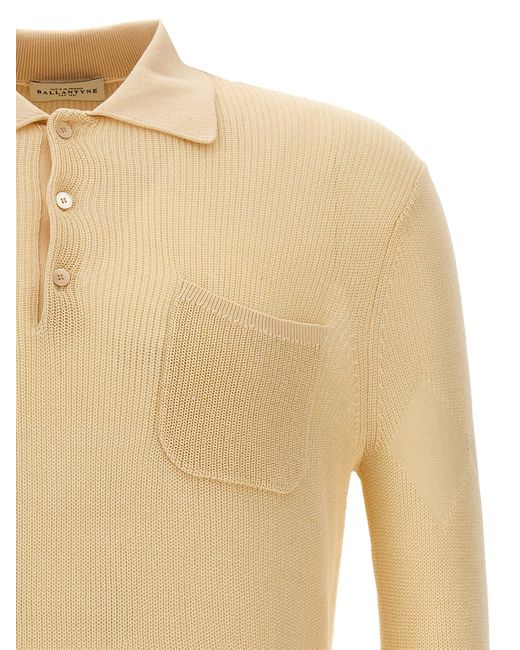 Cotton Knit Shirt Polo Beige di Ballantyne in Natural da Uomo