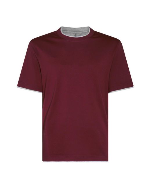 T-Shirts di Brunello Cucinelli in Red da Uomo