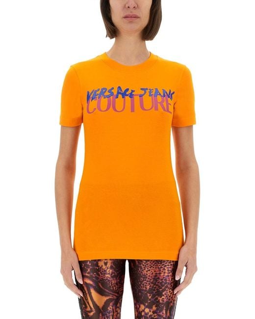 Versace Jeans Couture Orange Institutional Logo Tshirt