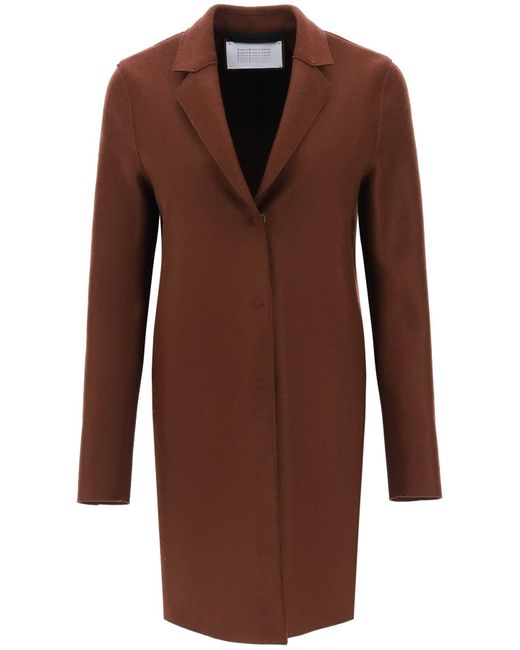 Harris Wharf London Brown Single Breasted Coat In Pressed Wool