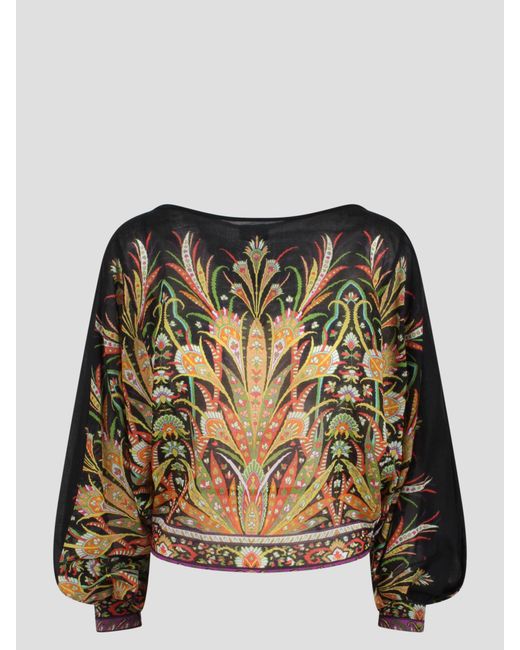 Etro Black Printed Cotton Blouse