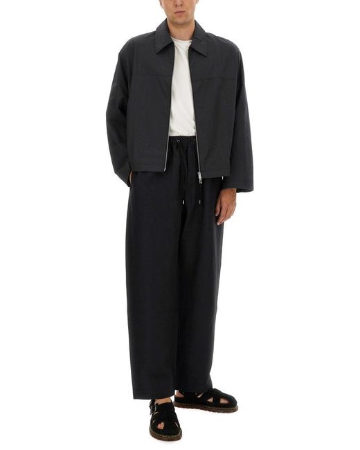 Studio Nicholson Black Linen Wool Trousers for men
