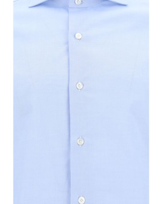 Finamore 1925 Blue Milano-Simone Z Tondo Shirt for men