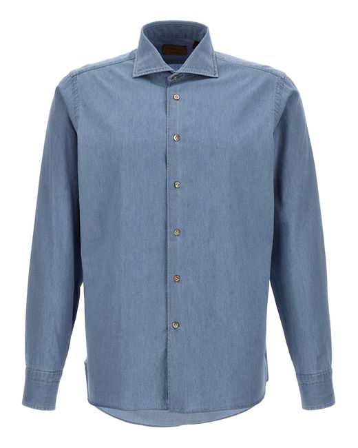 Borriello Blue Chambray Shirt Shirt, Blouse for men